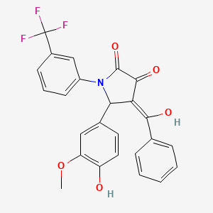 molecular formula C25H18F3NO5 B3902207 4-benzoyl-3-hydroxy-5-(4-hydroxy-3-methoxyphenyl)-1-[3-(trifluoromethyl)phenyl]-1,5-dihydro-2H-pyrrol-2-one 