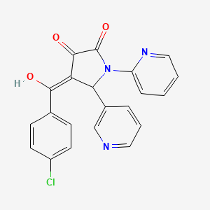 molecular formula C21H14ClN3O3 B3902212 4-(4-chlorobenzoyl)-3-hydroxy-1-(2-pyridinyl)-5-(3-pyridinyl)-1,5-dihydro-2H-pyrrol-2-one 