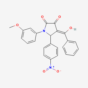 molecular formula C24H18N2O6 B3902218 4-benzoyl-3-hydroxy-1-(3-methoxyphenyl)-5-(4-nitrophenyl)-1,5-dihydro-2H-pyrrol-2-one CAS No. 5954-36-9