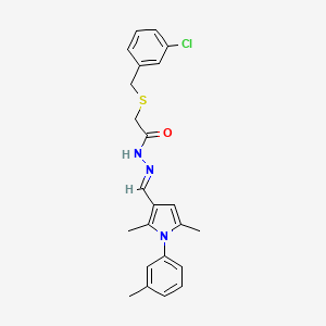 molecular formula C23H24ClN3OS B3902243 2-[(3-chlorobenzyl)thio]-N'-{[2,5-dimethyl-1-(3-methylphenyl)-1H-pyrrol-3-yl]methylene}acetohydrazide 