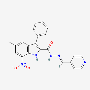 molecular formula C22H17N5O3 B3902271 5-methyl-7-nitro-3-phenyl-N'-(4-pyridinylmethylene)-1H-indole-2-carbohydrazide 