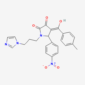 molecular formula C24H22N4O5 B3902343 3-hydroxy-1-[3-(1H-imidazol-1-yl)propyl]-4-(4-methylbenzoyl)-5-(4-nitrophenyl)-1,5-dihydro-2H-pyrrol-2-one 