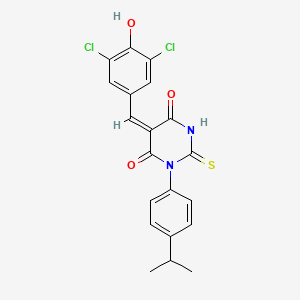 molecular formula C20H16Cl2N2O3S B3902401 5-(3,5-dichloro-4-hydroxybenzylidene)-1-(4-isopropylphenyl)-2-thioxodihydro-4,6(1H,5H)-pyrimidinedione 