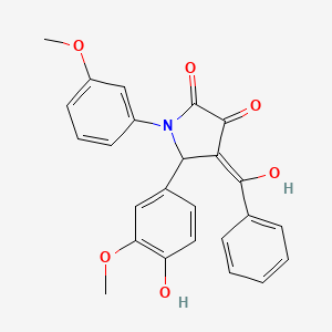 molecular formula C25H21NO6 B3902459 4-benzoyl-3-hydroxy-5-(4-hydroxy-3-methoxyphenyl)-1-(3-methoxyphenyl)-1,5-dihydro-2H-pyrrol-2-one 