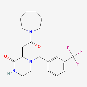 molecular formula C20H26F3N3O2 B3902485 3-[2-(1-azepanyl)-2-oxoethyl]-4-[3-(trifluoromethyl)benzyl]-2-piperazinone 