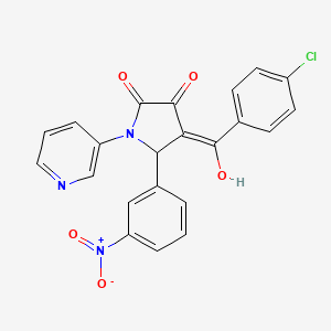 molecular formula C22H14ClN3O5 B3902540 4-(4-chlorobenzoyl)-3-hydroxy-5-(3-nitrophenyl)-1-(3-pyridinyl)-1,5-dihydro-2H-pyrrol-2-one 