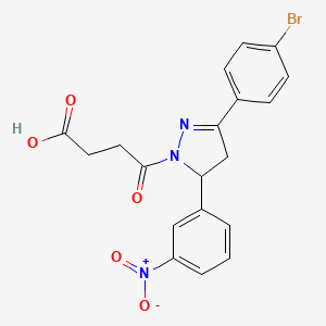 molecular formula C19H16BrN3O5 B3902571 4-[3-(4-bromophenyl)-5-(3-nitrophenyl)-4,5-dihydro-1H-pyrazol-1-yl]-4-oxobutanoic acid 