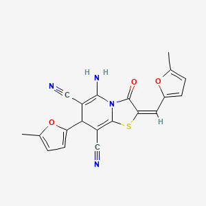 5-amino-7-(5-methyl-2-furyl)-2-[(5-methyl-2-furyl)methylene]-3-oxo-2,3-dihydro-7H-[1,3]thiazolo[3,2-a]pyridine-6,8-dicarbonitrile