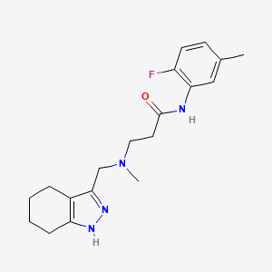 molecular formula C19H25FN4O B3902607 N-(2-fluoro-5-methylphenyl)-3-[methyl(4,5,6,7-tetrahydro-1H-indazol-3-ylmethyl)amino]propanamide 