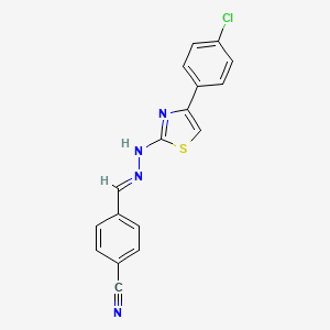 molecular formula C17H11ClN4S B3902608 4-{2-[4-(4-chlorophenyl)-1,3-thiazol-2-yl]carbonohydrazonoyl}benzonitrile 