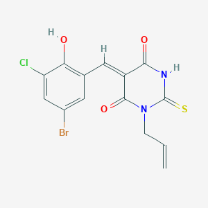 molecular formula C14H10BrClN2O3S B3902618 1-allyl-5-(5-bromo-3-chloro-2-hydroxybenzylidene)-2-thioxodihydro-4,6(1H,5H)-pyrimidinedione 