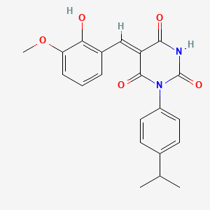 molecular formula C21H20N2O5 B3902644 5-(2-hydroxy-3-methoxybenzylidene)-1-(4-isopropylphenyl)-2,4,6(1H,3H,5H)-pyrimidinetrione 