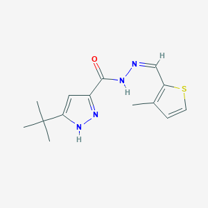 molecular formula C14H18N4OS B3902649 3-tert-butyl-N'-[(3-methyl-2-thienyl)methylene]-1H-pyrazole-5-carbohydrazide 