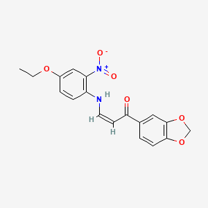 molecular formula C18H16N2O6 B3902651 1-(1,3-benzodioxol-5-yl)-3-[(4-ethoxy-2-nitrophenyl)amino]-2-propen-1-one 