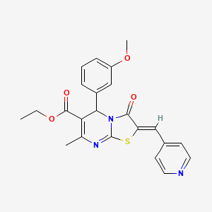 molecular formula C23H21N3O4S B3902668 ethyl 5-(3-methoxyphenyl)-7-methyl-3-oxo-2-(4-pyridinylmethylene)-2,3-dihydro-5H-[1,3]thiazolo[3,2-a]pyrimidine-6-carboxylate 