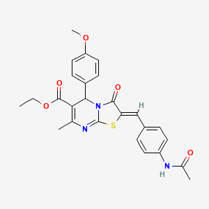 molecular formula C26H25N3O5S B3902673 ethyl 2-[4-(acetylamino)benzylidene]-5-(4-methoxyphenyl)-7-methyl-3-oxo-2,3-dihydro-5H-[1,3]thiazolo[3,2-a]pyrimidine-6-carboxylate 