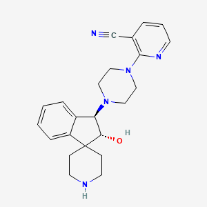 molecular formula C23H27N5O B3902681 2-{4-[rel-(2R,3R)-2-hydroxy-2,3-dihydrospiro[indene-1,4'-piperidin]-3-yl]-1-piperazinyl}nicotinonitrile bis(trifluoroacetate) (salt) 