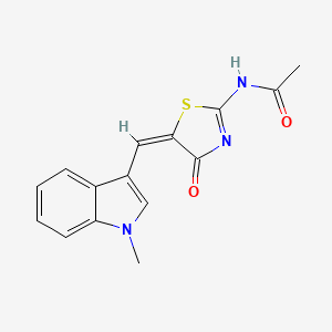 molecular formula C15H13N3O2S B3902689 N-{5-[(1-methyl-1H-indol-3-yl)methylene]-4-oxo-1,3-thiazolidin-2-ylidene}acetamide 