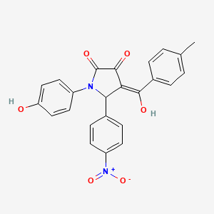 molecular formula C24H18N2O6 B3902719 3-hydroxy-1-(4-hydroxyphenyl)-4-(4-methylbenzoyl)-5-(4-nitrophenyl)-1,5-dihydro-2H-pyrrol-2-one 