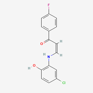 molecular formula C15H11ClFNO2 B3902727 3-[(5-chloro-2-hydroxyphenyl)amino]-1-(4-fluorophenyl)-2-propen-1-one 
