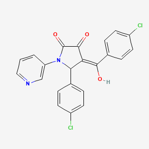 molecular formula C22H14Cl2N2O3 B3902731 4-(4-chlorobenzoyl)-5-(4-chlorophenyl)-3-hydroxy-1-(3-pyridinyl)-1,5-dihydro-2H-pyrrol-2-one 