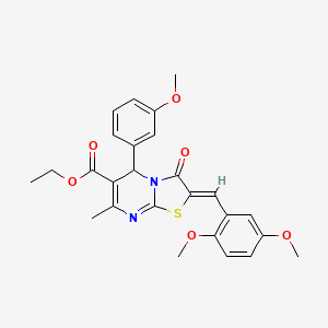 molecular formula C26H26N2O6S B3902743 ethyl 2-(2,5-dimethoxybenzylidene)-5-(3-methoxyphenyl)-7-methyl-3-oxo-2,3-dihydro-5H-[1,3]thiazolo[3,2-a]pyrimidine-6-carboxylate 