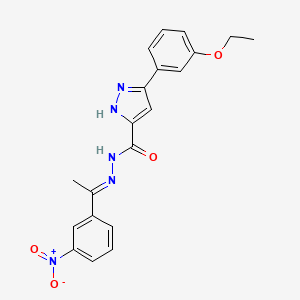 molecular formula C20H19N5O4 B3902754 3-(3-ethoxyphenyl)-N'-[1-(3-nitrophenyl)ethylidene]-1H-pyrazole-5-carbohydrazide 