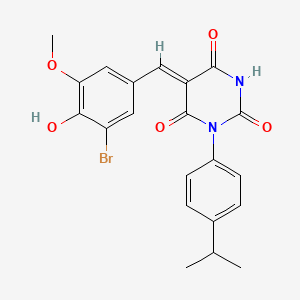 molecular formula C21H19BrN2O5 B3902765 5-(3-bromo-4-hydroxy-5-methoxybenzylidene)-1-(4-isopropylphenyl)-2,4,6(1H,3H,5H)-pyrimidinetrione 