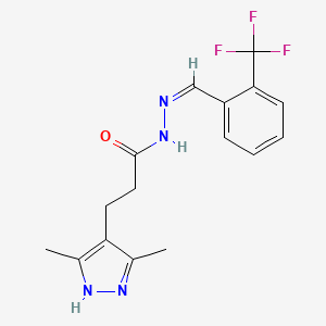 molecular formula C16H17F3N4O B3902779 3-(3,5-dimethyl-1H-pyrazol-4-yl)-N'-[2-(trifluoromethyl)benzylidene]propanohydrazide 