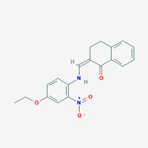 molecular formula C19H18N2O4 B3902785 2-{[(4-ethoxy-2-nitrophenyl)amino]methylene}-3,4-dihydro-1(2H)-naphthalenone 