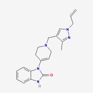 molecular formula C20H23N5O B3902790 1-{1-[(1-allyl-3-methyl-1H-pyrazol-4-yl)methyl]-1,2,3,6-tetrahydropyridin-4-yl}-1,3-dihydro-2H-benzimidazol-2-one 