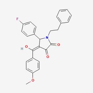 molecular formula C26H22FNO4 B3902791 5-(4-fluorophenyl)-3-hydroxy-4-(4-methoxybenzoyl)-1-(2-phenylethyl)-1,5-dihydro-2H-pyrrol-2-one 