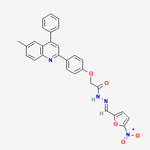 molecular formula C29H22N4O5 B3902805 2-[4-(6-methyl-4-phenyl-2-quinolinyl)phenoxy]-N'-[(5-nitro-2-furyl)methylene]acetohydrazide 