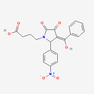 molecular formula C21H18N2O7 B3902807 4-[3-benzoyl-4-hydroxy-2-(4-nitrophenyl)-5-oxo-2,5-dihydro-1H-pyrrol-1-yl]butanoic acid 