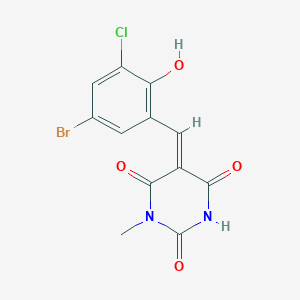 molecular formula C12H8BrClN2O4 B3902822 5-(5-bromo-3-chloro-2-hydroxybenzylidene)-1-methyl-2,4,6(1H,3H,5H)-pyrimidinetrione 