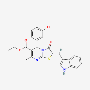 molecular formula C26H23N3O4S B3902846 ethyl 2-(1H-indol-3-ylmethylene)-5-(3-methoxyphenyl)-7-methyl-3-oxo-2,3-dihydro-5H-[1,3]thiazolo[3,2-a]pyrimidine-6-carboxylate 