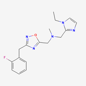 molecular formula C17H20FN5O B3902858 1-(1-ethyl-1H-imidazol-2-yl)-N-{[3-(2-fluorobenzyl)-1,2,4-oxadiazol-5-yl]methyl}-N-methylmethanamine 