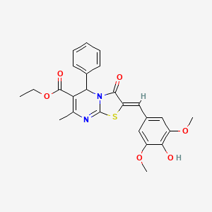 molecular formula C25H24N2O6S B3902860 ethyl 2-(4-hydroxy-3,5-dimethoxybenzylidene)-7-methyl-3-oxo-5-phenyl-2,3-dihydro-5H-[1,3]thiazolo[3,2-a]pyrimidine-6-carboxylate 