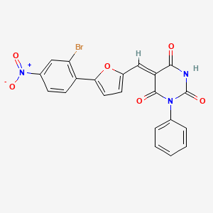 molecular formula C21H12BrN3O6 B3902898 5-{[5-(2-bromo-4-nitrophenyl)-2-furyl]methylene}-1-phenyl-2,4,6(1H,3H,5H)-pyrimidinetrione 