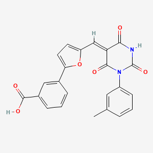 molecular formula C23H16N2O6 B3902908 3-(5-{[1-(3-methylphenyl)-2,4,6-trioxotetrahydro-5(2H)-pyrimidinylidene]methyl}-2-furyl)benzoic acid 