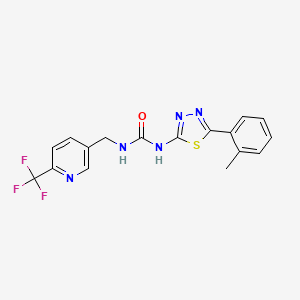molecular formula C17H14F3N5OS B3902926 N-[5-(2-methylphenyl)-1,3,4-thiadiazol-2-yl]-N'-{[6-(trifluoromethyl)pyridin-3-yl]methyl}urea 