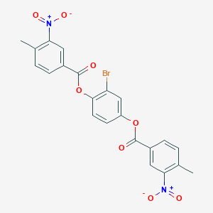 molecular formula C22H15BrN2O8 B390293 3-Bromo-4-({3-nitro-4-methylbenzoyl}oxy)phenyl 3-nitro-4-methylbenzoate 