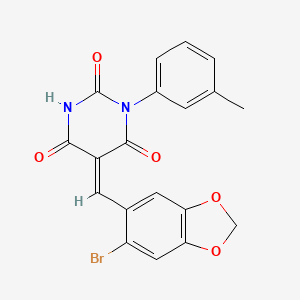 molecular formula C19H13BrN2O5 B3902930 5-[(6-bromo-1,3-benzodioxol-5-yl)methylene]-1-(3-methylphenyl)-2,4,6(1H,3H,5H)-pyrimidinetrione 