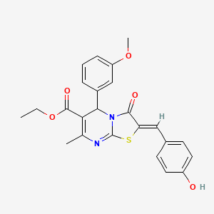 molecular formula C24H22N2O5S B3902933 ethyl 2-(4-hydroxybenzylidene)-5-(3-methoxyphenyl)-7-methyl-3-oxo-2,3-dihydro-5H-[1,3]thiazolo[3,2-a]pyrimidine-6-carboxylate 