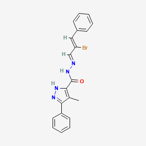 molecular formula C20H17BrN4O B3902976 N'-(2-bromo-3-phenyl-2-propen-1-ylidene)-4-methyl-3-phenyl-1H-pyrazole-5-carbohydrazide 