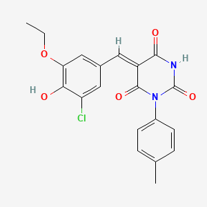 molecular formula C20H17ClN2O5 B3902986 5-(3-chloro-5-ethoxy-4-hydroxybenzylidene)-1-(4-methylphenyl)-2,4,6(1H,3H,5H)-pyrimidinetrione 