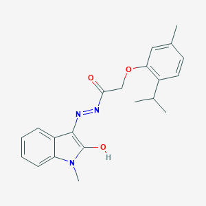 molecular formula C21H23N3O3 B390308 2-(2-isopropyl-5-methylphenoxy)-N'-(1-methyl-2-oxo-1,2-dihydro-3H-indol-3-ylidene)acetohydrazide CAS No. 297137-85-0