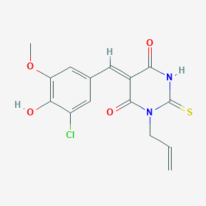 molecular formula C15H13ClN2O4S B3903089 1-allyl-5-(3-chloro-4-hydroxy-5-methoxybenzylidene)-2-thioxodihydro-4,6(1H,5H)-pyrimidinedione 
