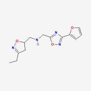 molecular formula C13H16N4O3 B3903098 1-(3-ethyl-4,5-dihydroisoxazol-5-yl)-N-{[3-(2-furyl)-1,2,4-oxadiazol-5-yl]methyl}methanamine 