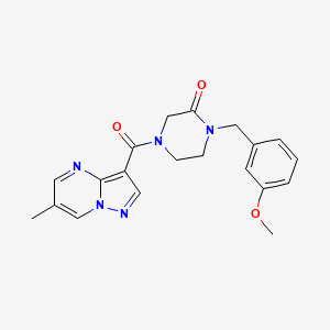 molecular formula C20H21N5O3 B3903112 1-(3-methoxybenzyl)-4-[(6-methylpyrazolo[1,5-a]pyrimidin-3-yl)carbonyl]piperazin-2-one 